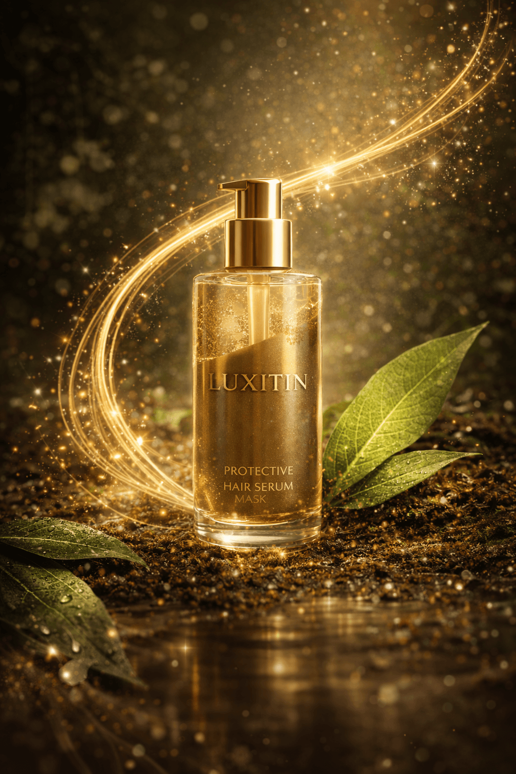 Luxitin Protective Hair Serum packaging illustration