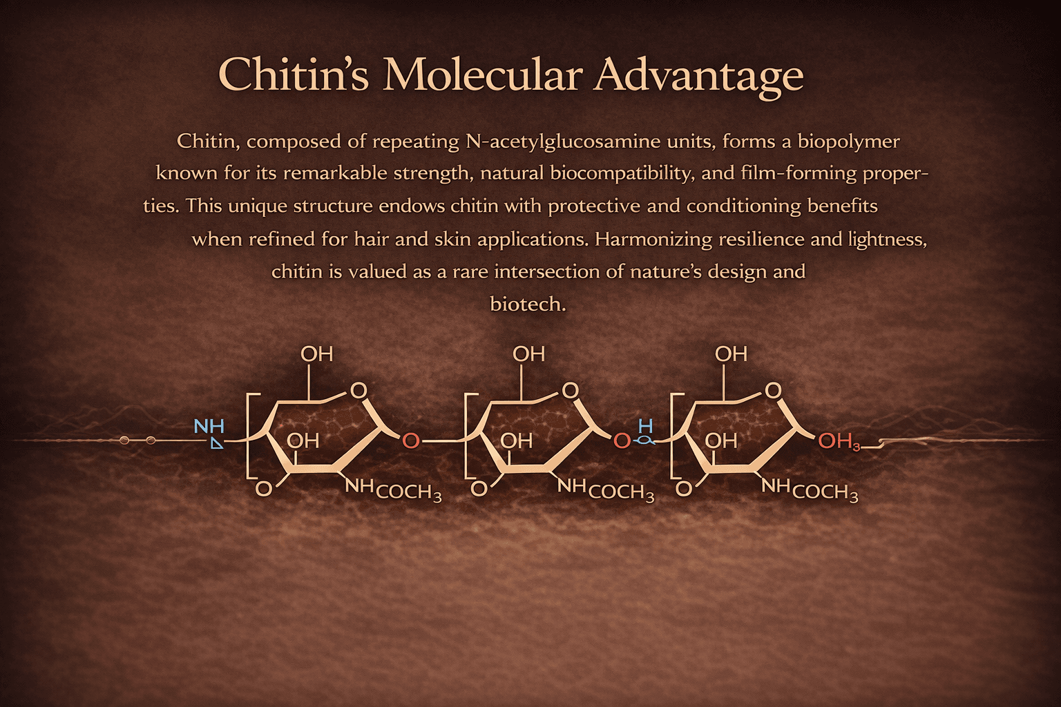 Diagram of chitin’s repeating molecular structure